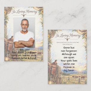 Memorial Photo Prayer Cowboy Farmer Rancher Business Card
