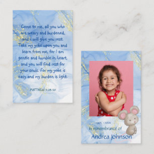 Memorial Photo Prayer Cute Little Mouse Children   Business Card