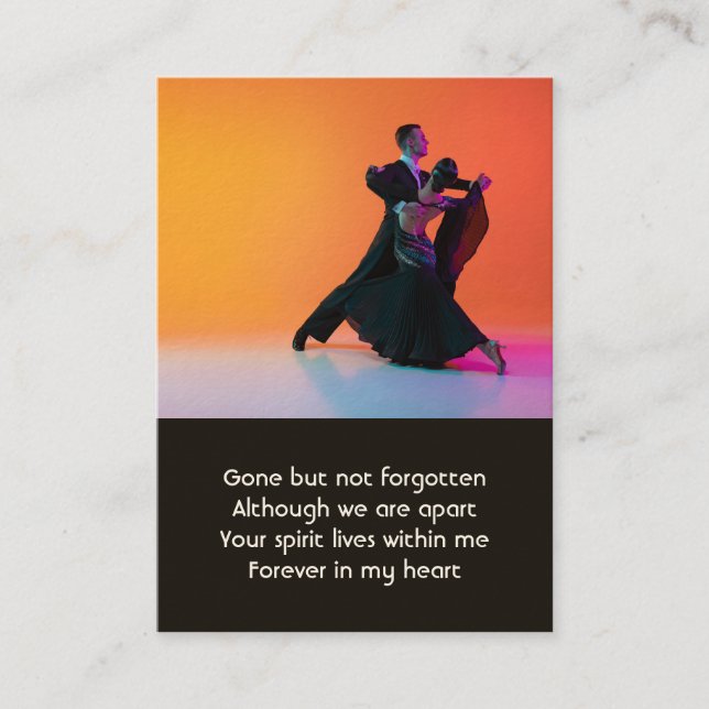 Memorial Photo Prayer Dancer Dancer Dancing Business Card (Front)