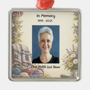 Memorial Photo Prayer for Knitters Loved Knitting Metal Tree Decoration