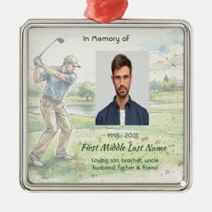 Memorial Photo Prayer Golfer Golf Course Golfing Metal Tree Decoration