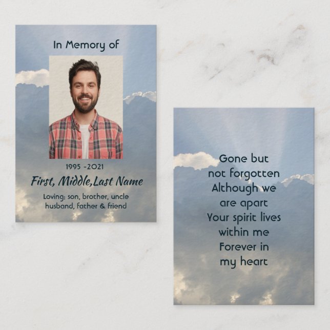  Memorial Photo Prayer Heavenly Sky Business Card (Front/Back)