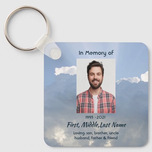 Memorial Photo Prayer Heavenly Sky Key Ring (Front)