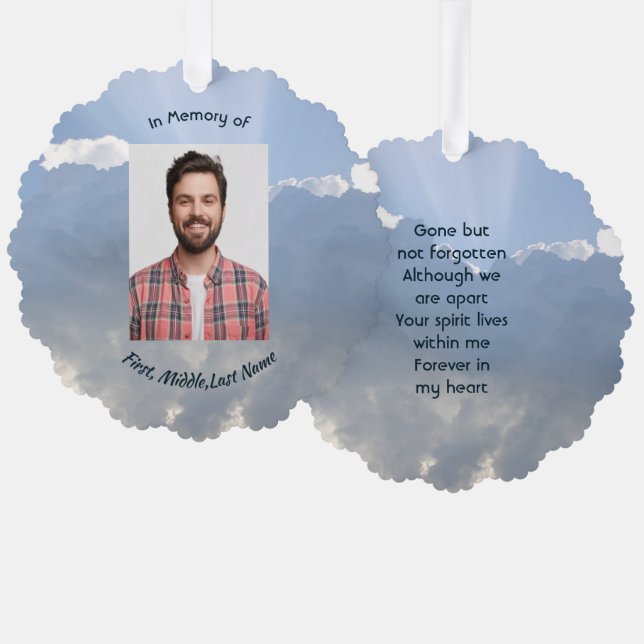 Memorial Photo Prayer Heavenly Sky Tree Decoration Card (Front/Back)