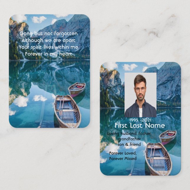 Memorial Photo Prayer Lake Canoe Wilderness Water Business Card (Front/Back)