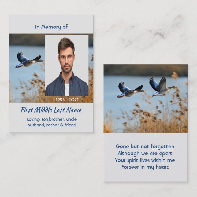 Memorial Photo Prayer Lake Geese Birds Business Card (Front/Back)