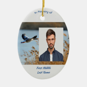 Memorial Photo Prayer Lake Geese Birds Ceramic Tree Decoration