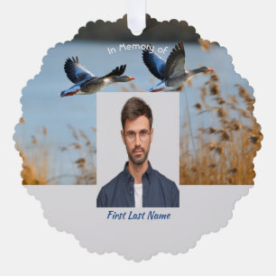 Memorial Photo Prayer Lake Geese Birds Tree Decoration Card