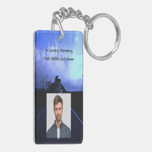 Memorial Photo Prayer Motorcycle Biker Key Ring