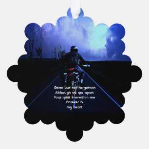 Memorial Photo Prayer Motorcycle Biker Tree Decoration Card