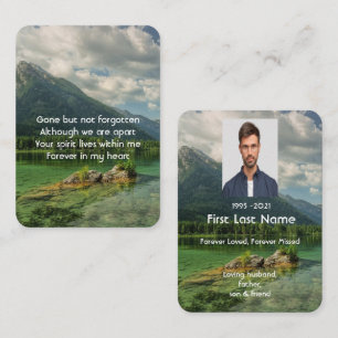 Memorial Photo Prayer Mountain Lake Landscape Business Card