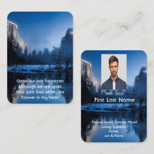 Memorial Photo Prayer Mountain Lake Winter Snow Business Card
