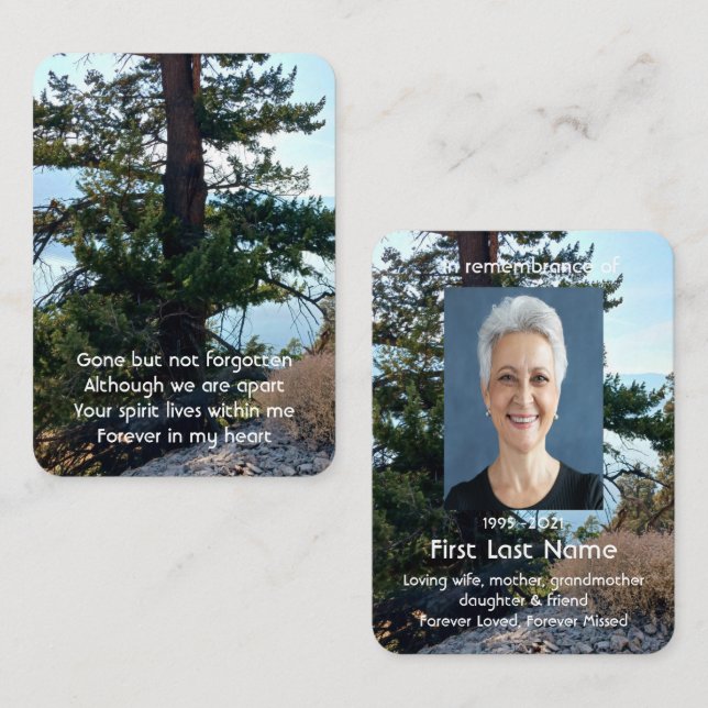 Memorial Photo Prayer Old Tree Forest Wilderness  Business Card (Front/Back)