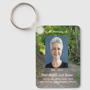 Memorial Photo Prayer Path Trail Forest Trees  Key Ring