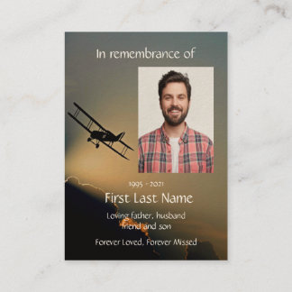 Memorial Photo Prayer Pilot Aeroplane Flying Business Card