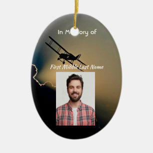 Memorial Photo Prayer Pilot Aeroplane Flying  Ceramic Tree Decoration