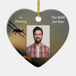 Memorial Photo Prayer Pilot Aeroplane Flying Ceramic Tree Decoration