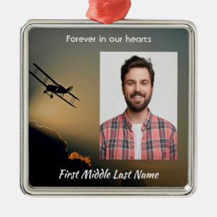 Memorial Photo Prayer Pilot Aeroplane Flying Metal Tree Decoration