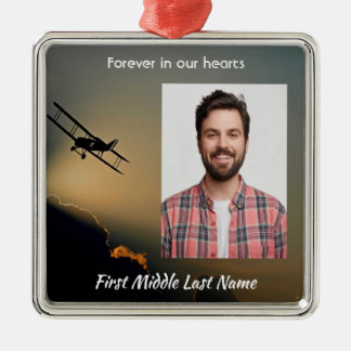 Memorial Photo Prayer Pilot Aeroplane Flying Metal Tree Decoration