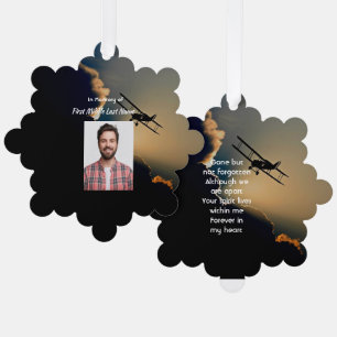 Memorial Photo Prayer Pilot Aeroplane Flying  Tree Decoration Card