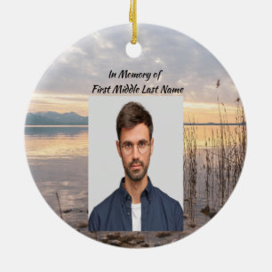 Memorial Photo Prayer Reflections Lake Sunrise  Ceramic Tree Decoration