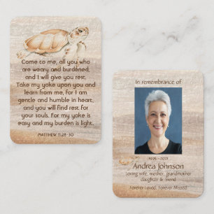 Memorial Photo Prayer Sandy Beach Sea Turtle  Business Card