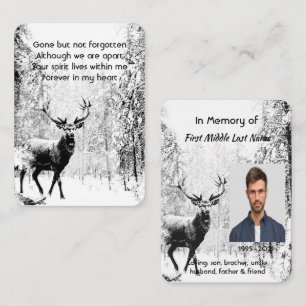 Memorial Photo Prayer Stag Deer Forest Winter Wild Business Card