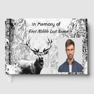 Memorial Photo Prayer Stag Deer Forest Winter Wild Guest Book