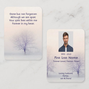Memorial Photo Prayer Trees White Calm Peaceful Business Card
