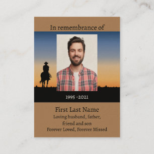Memorial Photo Prayer Western Horse Back Riding  B Business Card