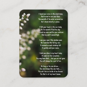 Memorial Photo Prayer White Flower Garden Business Card