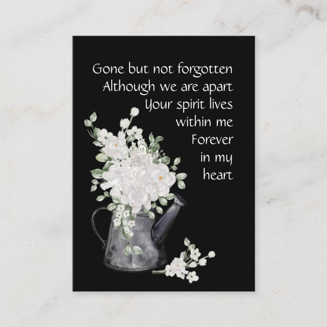 Memorial Photo Prayer White Garden Flowers Floral Business Card (Front)