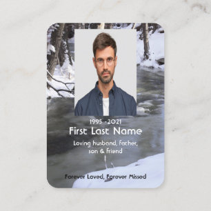 Memorial Photo Prayer Winter Snow Creek Frost Business Card