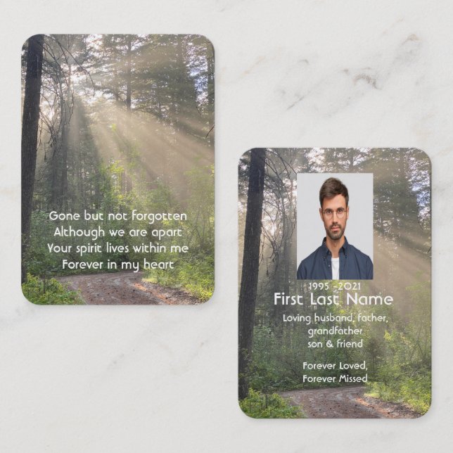 Memorial Photo Sunlight Through Forest Wilderness Business Card (Front/Back)