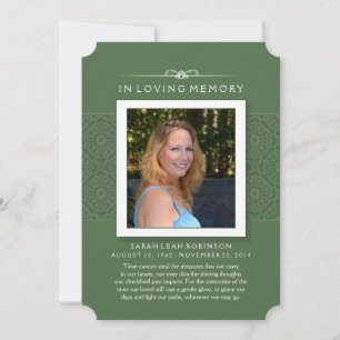 Memorial Photo Thank You Card- Elegant Green Invitation