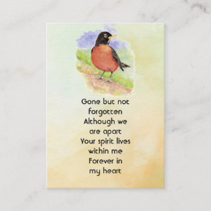 Memorial Photo  Watercolor Robin Garden Bird Business Card