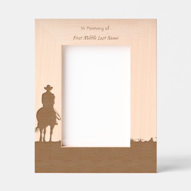 Memorial Photo Western Horse Back Riding Etched Frames (Front)