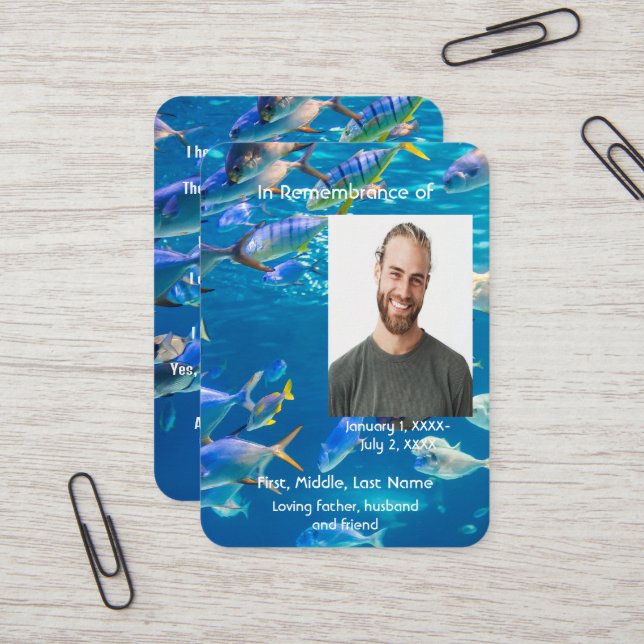 Memorial Pocket Card Aquarium Diving Tropical Fish (Front/Back In Situ)