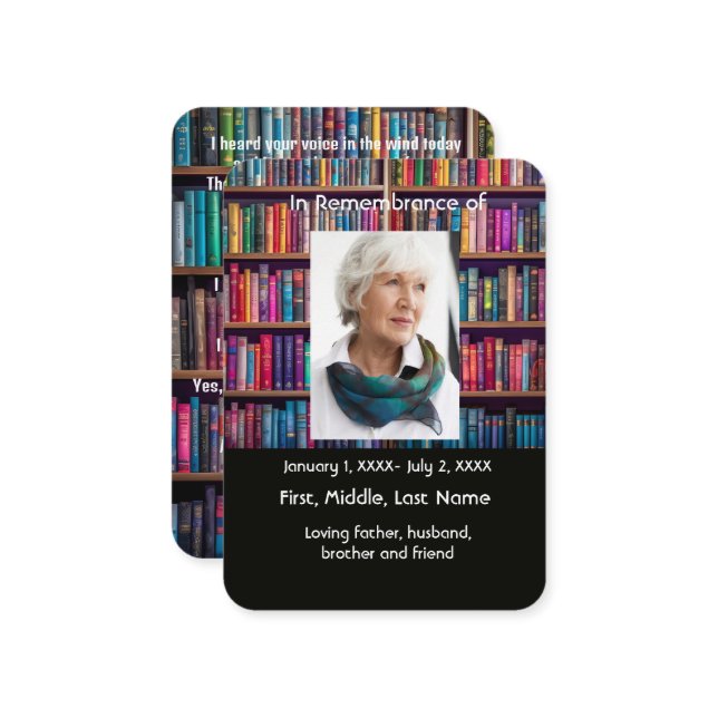 Memorial Pocket Card Book Librarian  (Front/Back In Situ)