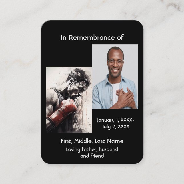 Memorial Pocket Card Boxing Boxer (Front)
