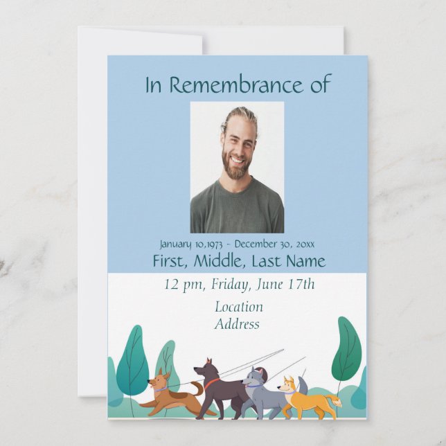 Memorial Pocket Card Dog Walker Walking (Back)