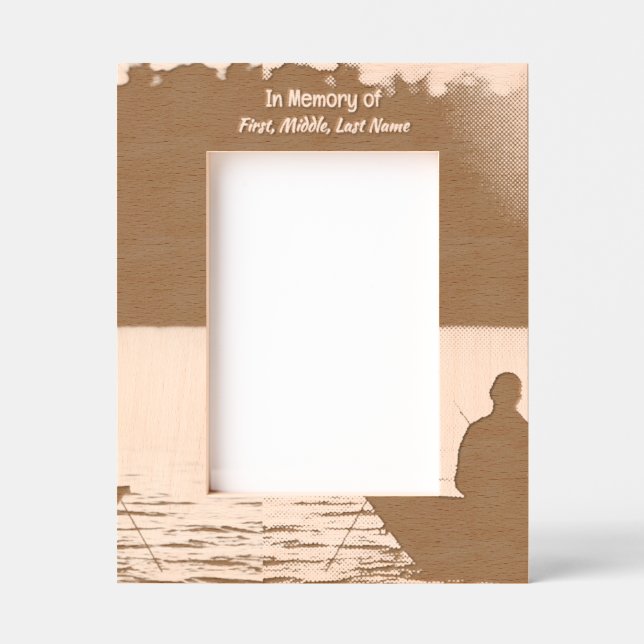 Memorial Pocket Card Fishing Fisherman Etched Frames (Front)