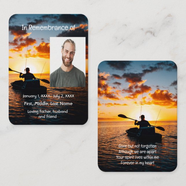 Memorial Pocket Card Kayaking Boating Boat (Front/Back)