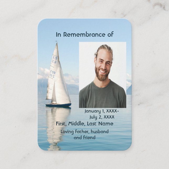 Memorial Pocket Card Sailboat Sailing (Front)