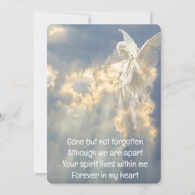 Memorial Pocket Keepsake Angel Sky Clouds Invitation (Front)