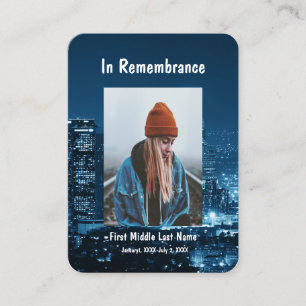 Memorial pocket Keepsake City Lights Night Sky Business Card