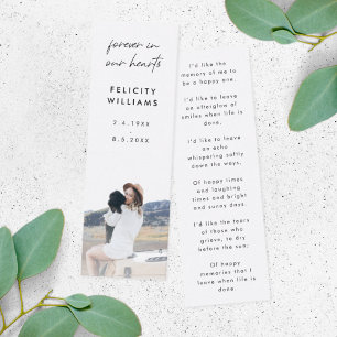 Memorial Poem Funeral Favour Bookmark Card