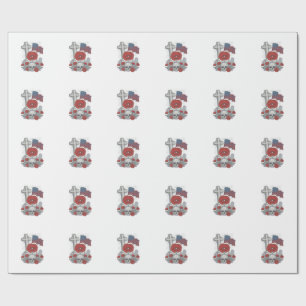 Memorial Poppy Flag Cross Vintage Engraving Vector Wrapping Paper