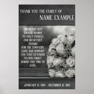 Memorial Poster A bouquet of white roses monochrom