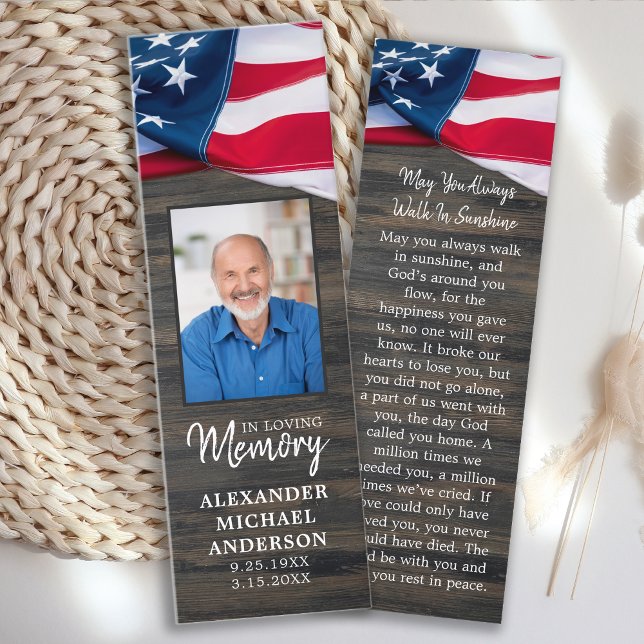 Memorial Prayer Bookmark Patriotic Funeral Card (Creator Uploaded)